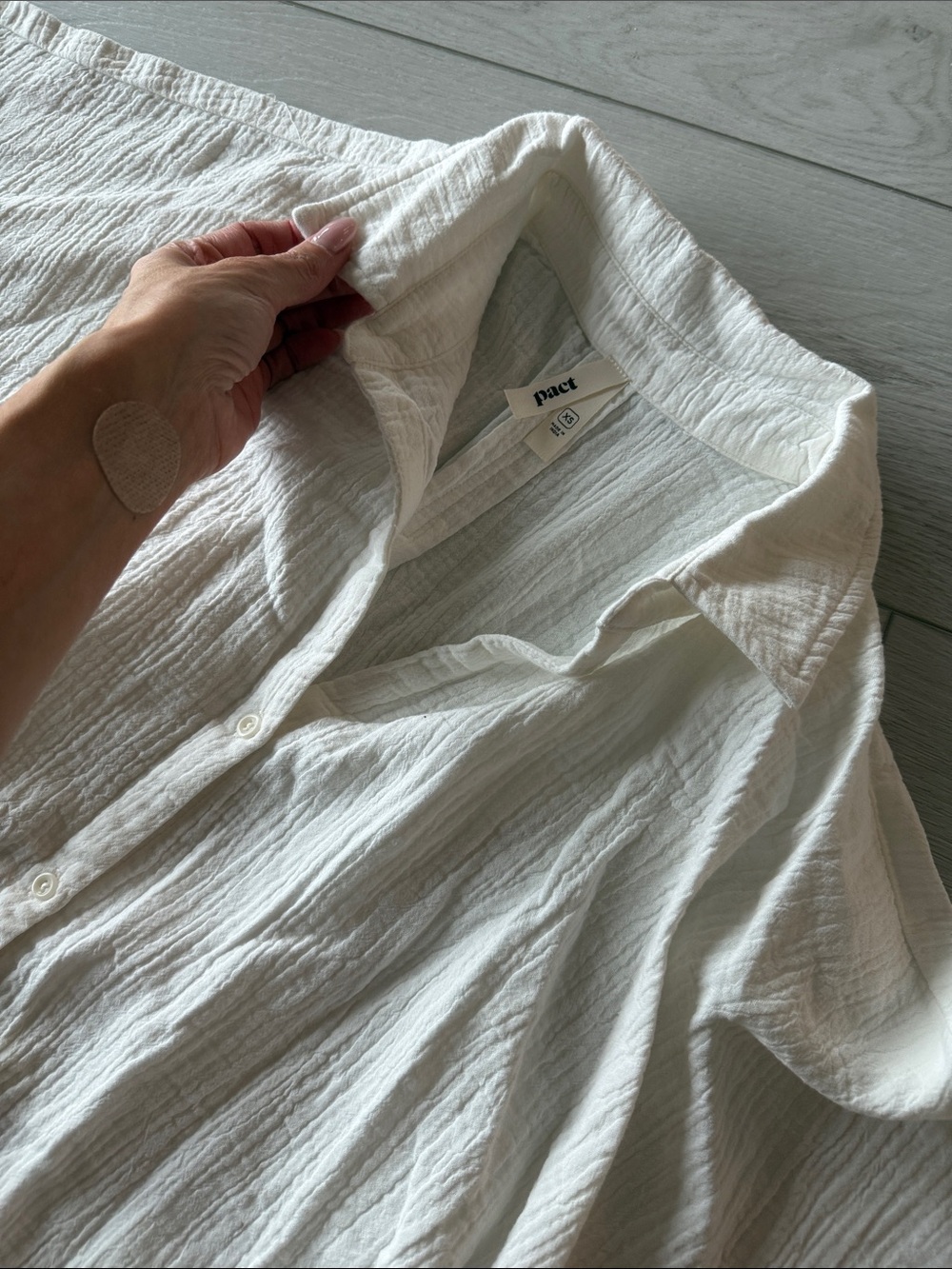 Nwt pact apparel Organic Coastal Double Gauze button down Cream xs $98 - Picture 10 of 11